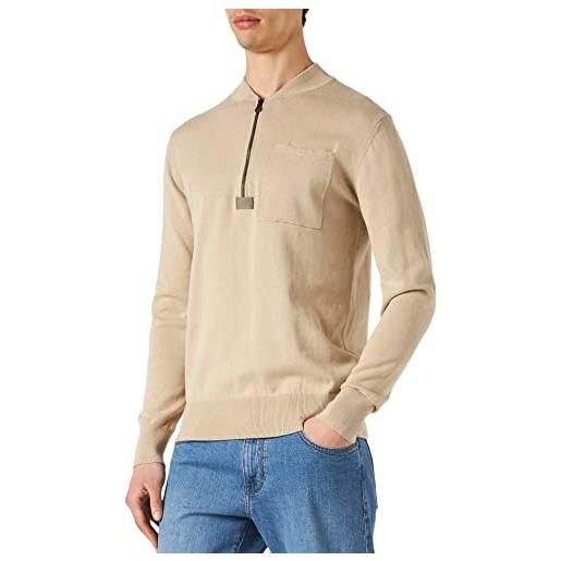 G-STAR RAW men's half zip pocket knitted sweater, beige (dk brick d21174-c868-1214), xl