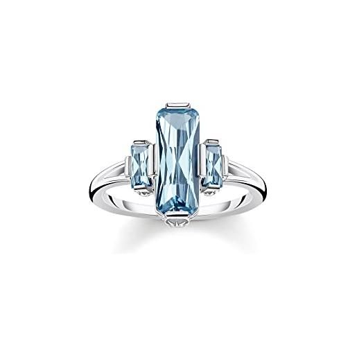 Thomas sabo anello da donna in argento, grandi pietre blu tr2267-009-1, argento sterling, zirconia cubica