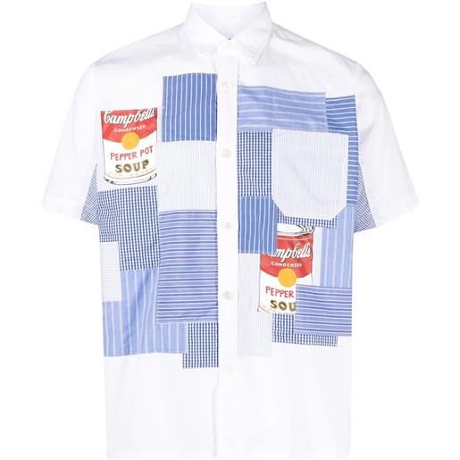 Junya Watanabe MAN camicia campbell's con design patchwork - bianco