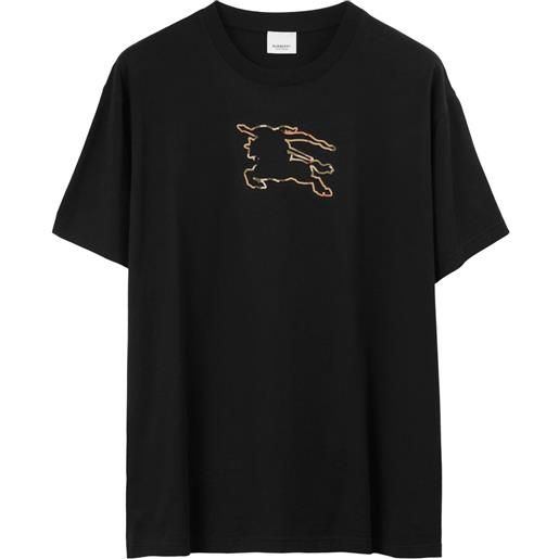 Burberry t-shirt con stampa equestrian knight - nero