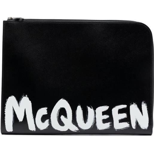 Alexander McQueen clutch con stampa - nero
