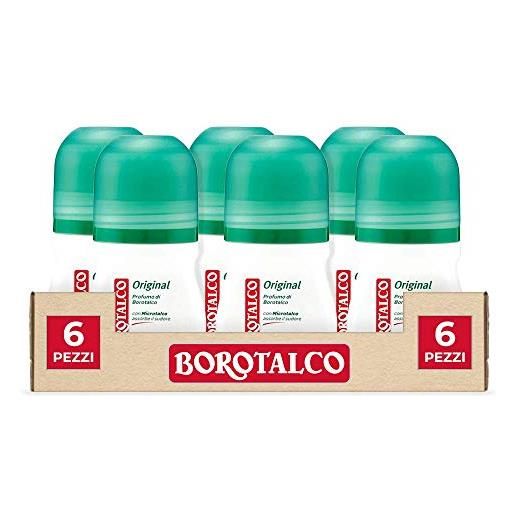 Borotalco deo roll-on originale, profumo di Borotalco, 50 ml, 6 pezzi