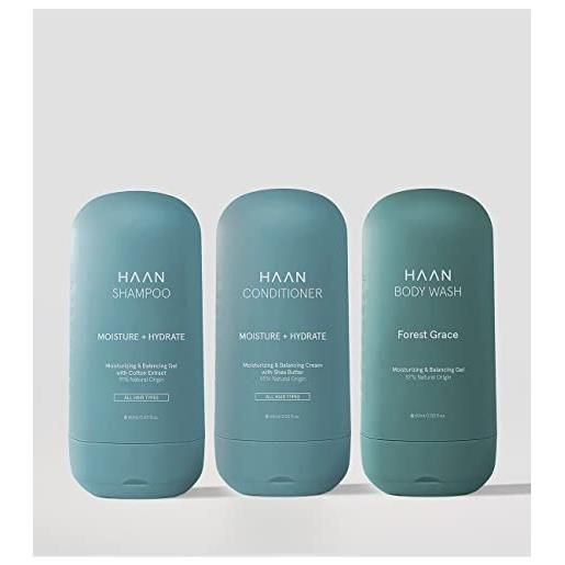 HAAN - kit da viaggio the quick shower trio di cura e igiene personale in formato viaggio - riempibile e vegano