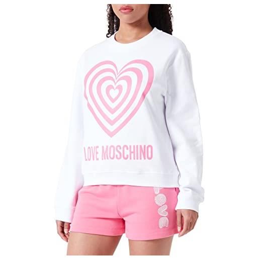 Love Moschino regular fit roundneck sweatshirt maglia di tuta, bianco 01, 44 donna