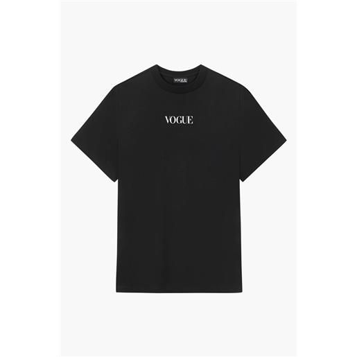 VOGUE Collection t-shirt vogue nera con logo piccolo stampato bianco