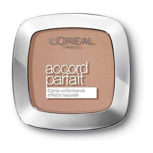 L'Oréal Paris cipria in polvere uniformante fissante accord parfait, finish matte e risultato naturale, 7d ambre doré
