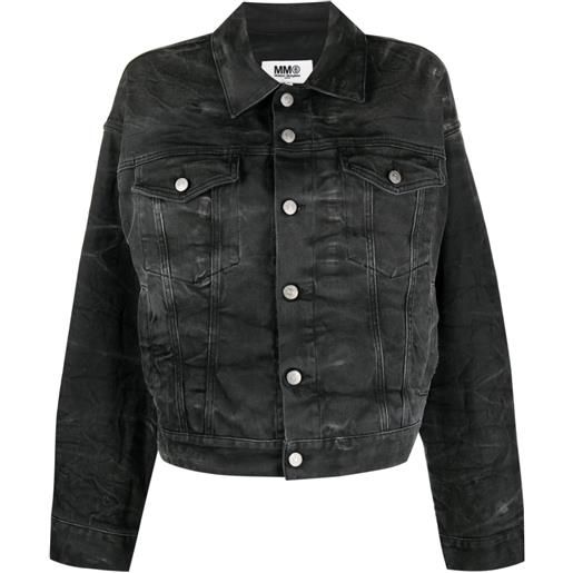 MM6 Maison Margiela giacca denim con effetto stropicciato - nero