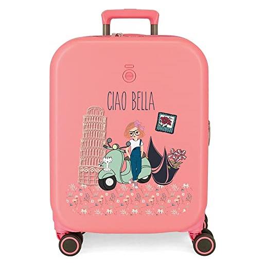 Enso ciao bella valigia cabina rosa 40x55x20 cm abs rigido chiusura tsa integrata 37l 3,22 kg bagaglio a mano 4 doppie ruote