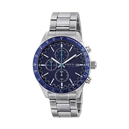 Breil, collezione fast, orologio cronografo uomo, con cassa in acciaio, lunetta in alluminio blu, quadrante blu, sfere con luminous, resistente all'acqua, diametro 44 mm