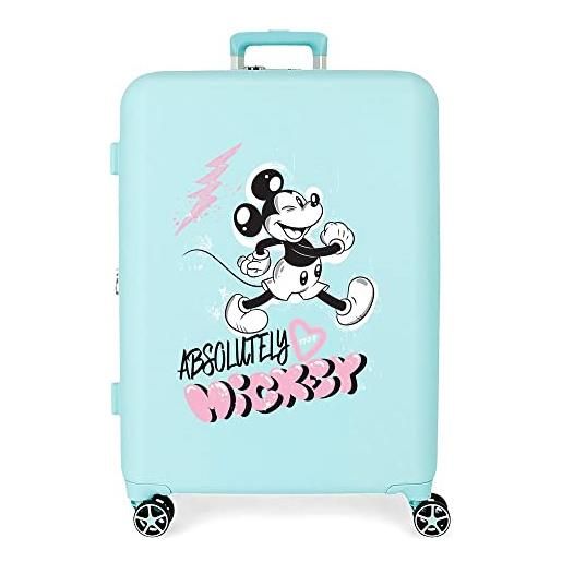 Disney valigia Disney mickey friendly media turchese 48x70x26 cm abs rigido chiusura tsa integrata 88l 3,98 kg 4 doppie ruote