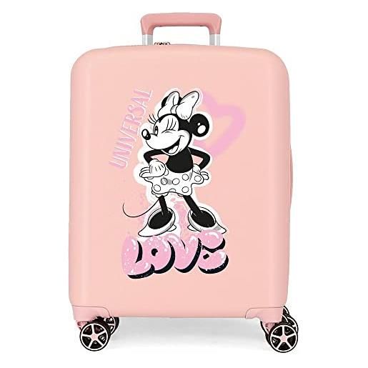 Disney valigia cabina Disney minnie heart nude 40x55x20 cm abs rigido lucchetto tsa integrato 38.4l 2.82 kg 4 doppie ruote bagaglio a mano