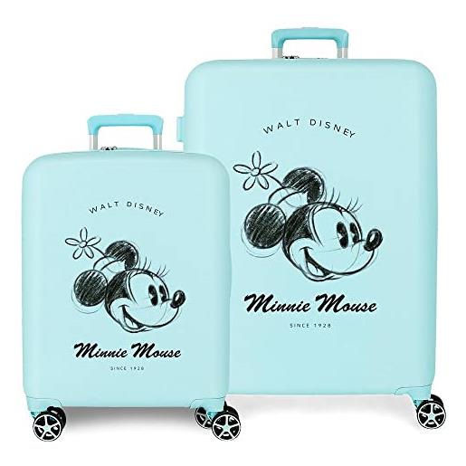 Disney set valigie Disney minnie you are magic blu 55/70 cm abs rigido chiusura tsa integrata 88l 6,8 kg bagaglio a mano 4 doppie ruote