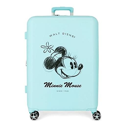 Disney minnie you are magic valigia media blu 48x70x26 cm abs rigido chiusura tsa integrata 88l 3,98 kg 4 doppie ruote