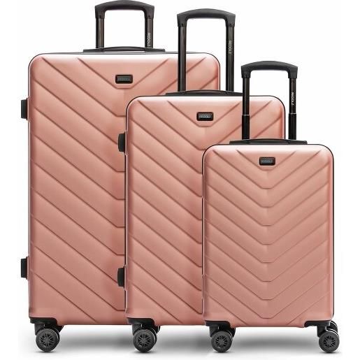 Redolz essentials 07 3-set 4 ruote set di valigie 3 pezzi rosa-dorata