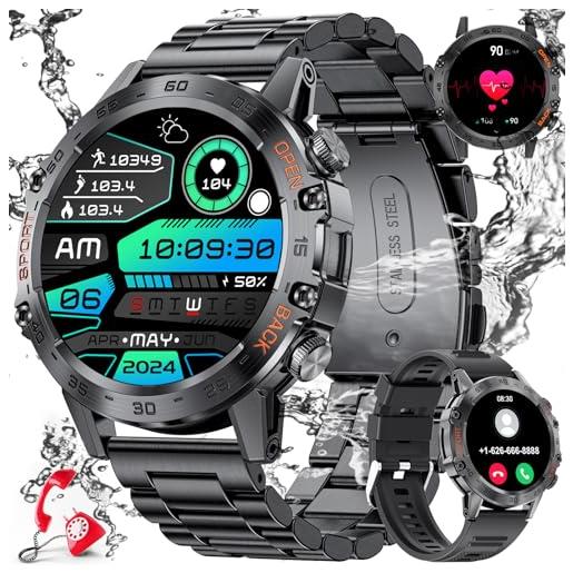 LIGE orologio smartwatch uomo con telefono funzione, 100+ modalità sport outdoor militare orologio sportivo 1.39 pollici 400 m. Ah ip67 per android ios con cardiofrequenzimetro spo2