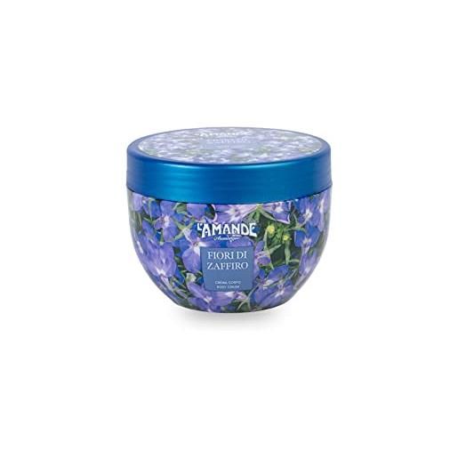 L'amande - crema corpo profumata con acido ialuronico, te verde e vitamina e antiossidante - crema corpo idratante pelle secca effetto elastico, fresco e luminoso antiage - fiori di zaffiro, 300 ml