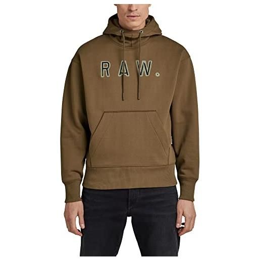 G-STAR RAW vulcanic raw loose hooded sweater felpe, marrone (rain drum d22231-a612-d307), xxl uomo