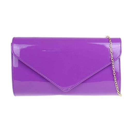 Girly handbags pochette da donna tinta unita lucida, viola, w 25, h 14, d 6 cm (w 10, h 6, d 2 inches)
