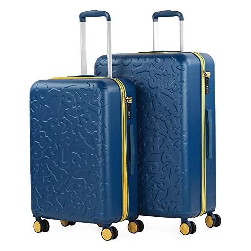 Lois - set valigie - set valigie rigide offerte. Valigia grande rigida, valigia media rigida e bagaglio a mano. Set di valigie con lucchetto combinazione tsa 171116, blu