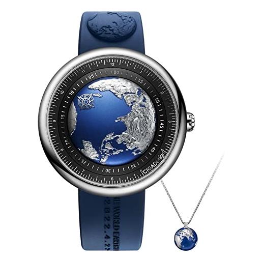 CIGA Design orologio automatico uomo - blue planet edizione per giornata della terra titanio riciclato u series orologio da polso con cinturino in gomma fluorurata. 