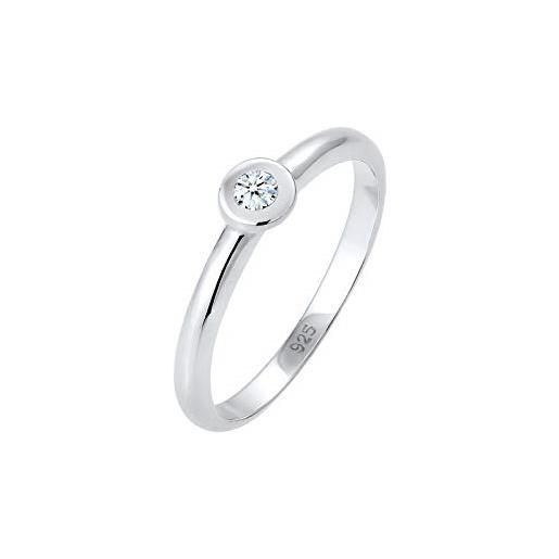 DIAMORE elli diamonds anello donne solitario di fidanzamento con diamante (0,06 ct. ) in argento sterling 925