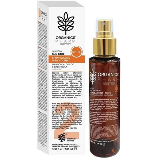 Organics pharm spray solare viso/corpo 100ml spf30