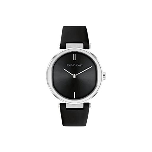 Calvin Klein orologio analogico al quarzo da donna con cinturino in pelle, nero - 25200255