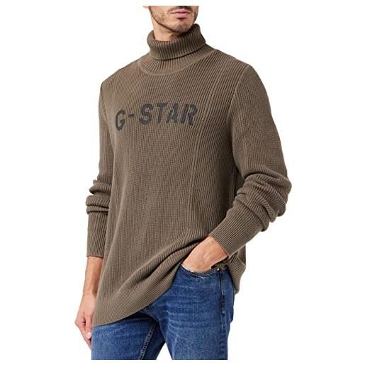 G-STAR RAW stencil graphic turtle knit maglia, grigio (cloack d21949-4426-5812), xl uomo