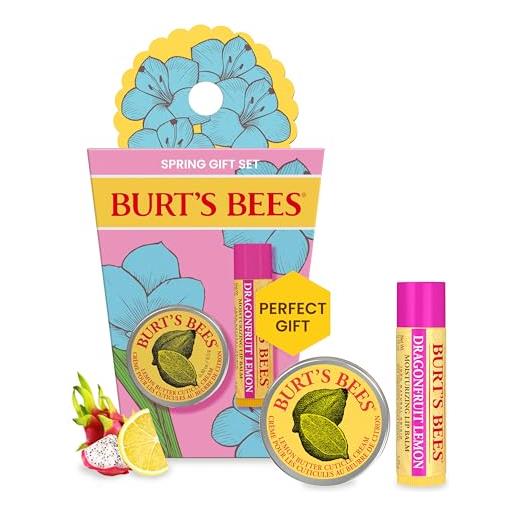 Burt's Bees set balsamo labbra alla cera d'api con frutto del drago e limone & mini crema per cuticole, spring surprise edizione limitata
