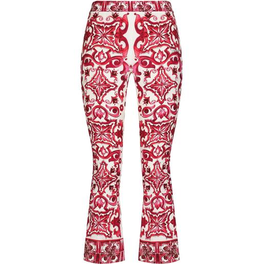 Dolce & Gabbana pantaloni crop con stampa maioliche - rosso