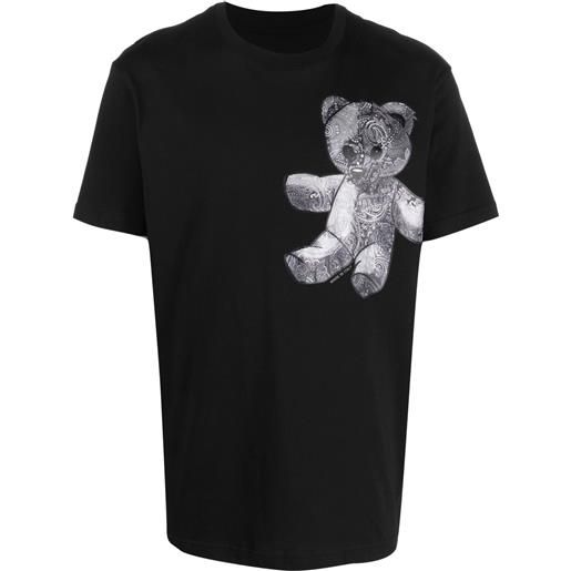 Philipp Plein t-shirt teddy bear con stampa paisley - nero