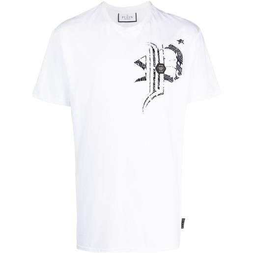 Philipp Plein t-shirt girocollo ss gothic plein - bianco