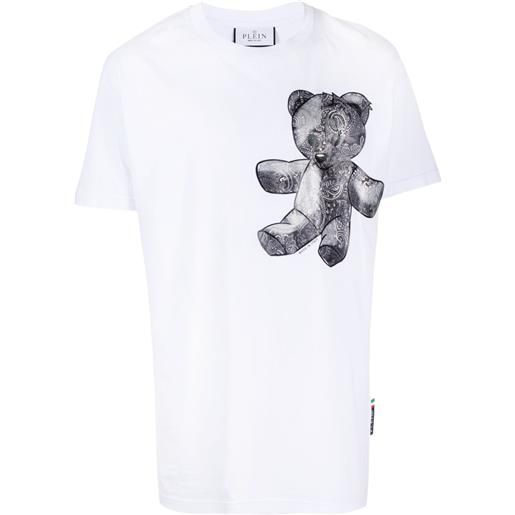 Philipp Plein t-shirt teddy bear con stampa - bianco