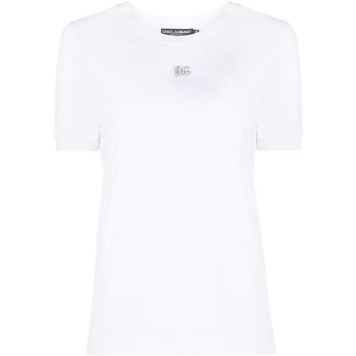 Dolce & Gabbana t-shirt con decorazione di cristalli - bianco