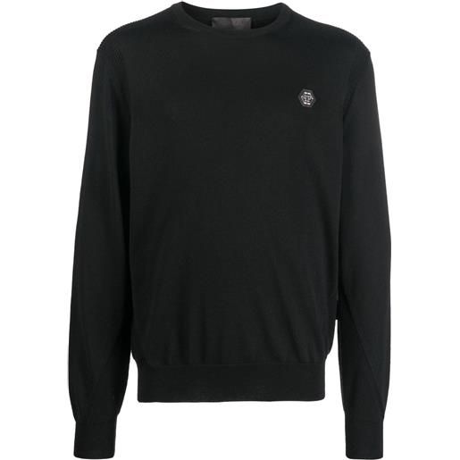 Philipp Plein maglione con applicazione logo - nero