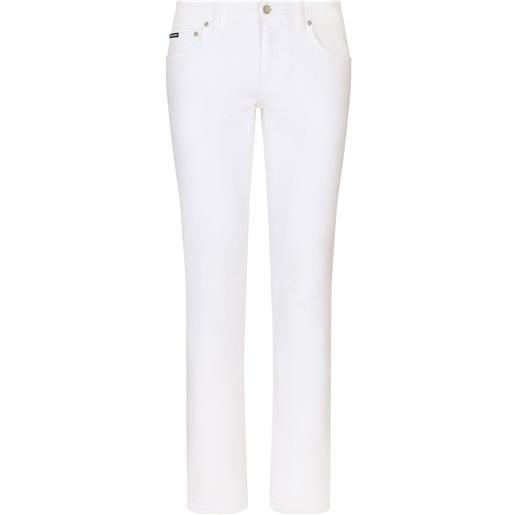Dolce & Gabbana jeans skinny con placca logo - bianco