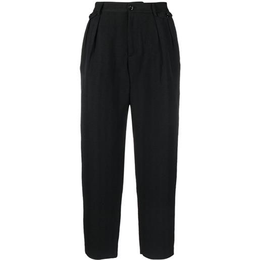 4SDESIGNS pantaloni crop con pieghe - nero