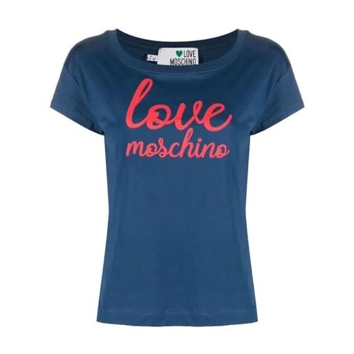 Love Moschino boxy fit-maglietta a maniche corte t-shirt, nero, 54 donna