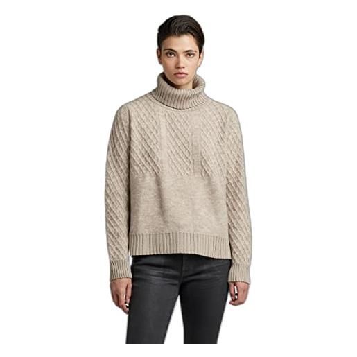 G-STAR RAW women's knitted turtleneck sweater structure loose , beige (brown rice d22404-c928-d309), l