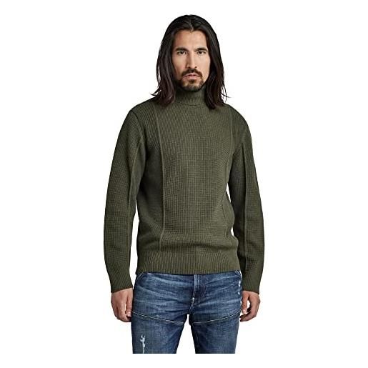 G-STAR RAW men's knitted turtleneck sweater structure , verde (dk green d22532-d239-884), l