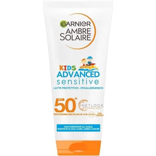 Garnier ambre solaire advance sensitive latte protettivo bambini tubo 200ml spf50+