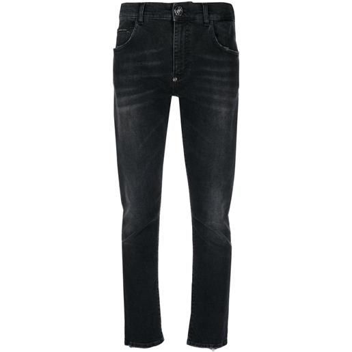 Philipp Plein jeans dritti con effetto schiarito - grigio