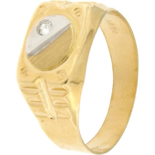 Gioielleria Lucchese Oro anello uomo oro giallo bianco gl101275