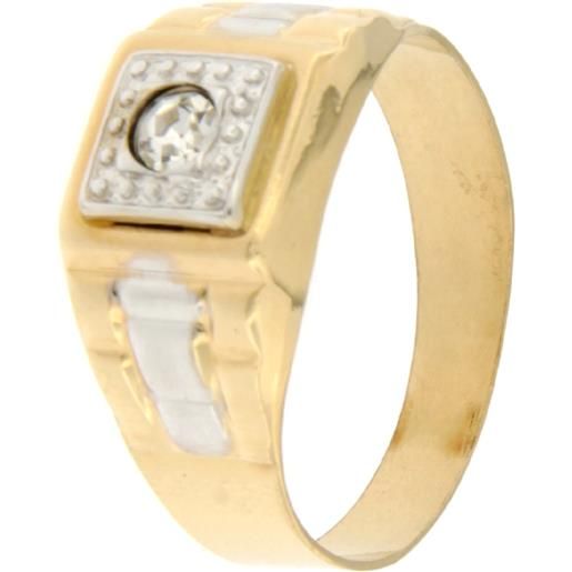 Gioielleria Lucchese Oro anello uomo oro giallo bianco gl101280