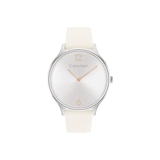 Calvin Klein orologio analogico al quarzo da donna con cinturino in pelle bianco - 25200010