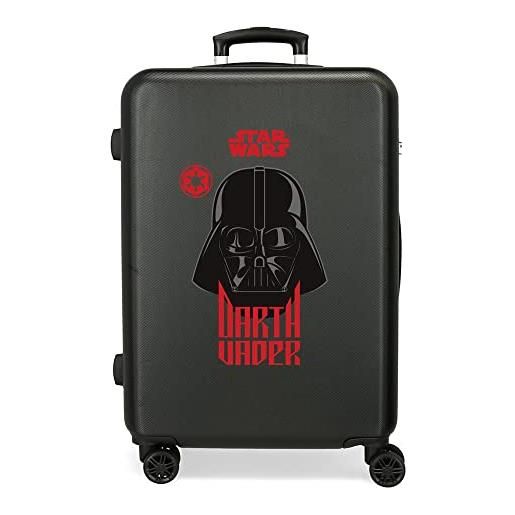 Star Wars squad darh vader, maleta mediana, 46x65x23 cm abs rigido chiusura laterale a combinazione 56l 3 kg, 4 doppie ruote, nero (darth vader)