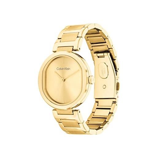 Calvin Klein orologio analogico al quarzo da donna con cinturino in acciaio inossidabile, oro giallo - 25200252