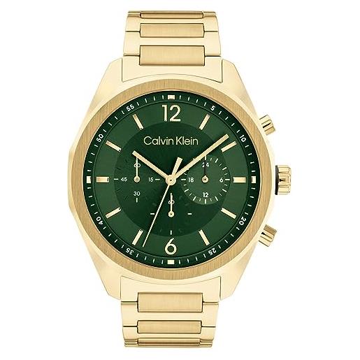 Calvin Klein orologio con cronografo al quarzo da uomo con cinturino in acciaio inossidabile, verde - 25200266