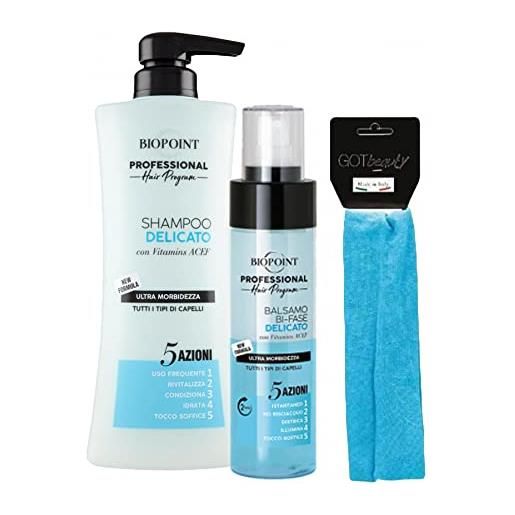 DC CASA biopoint set linea delicato: shampoo 400 ml + balsamo istantaneo 200 ml + fascia per capelli