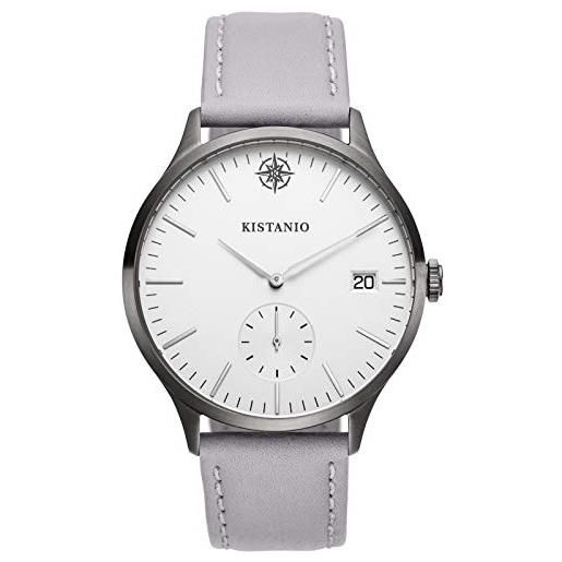 Kistanio kis-str-40-032 - orologio da uomo stratolis in vetro zaffiro, colore: argento con cinturino in pelle grigia